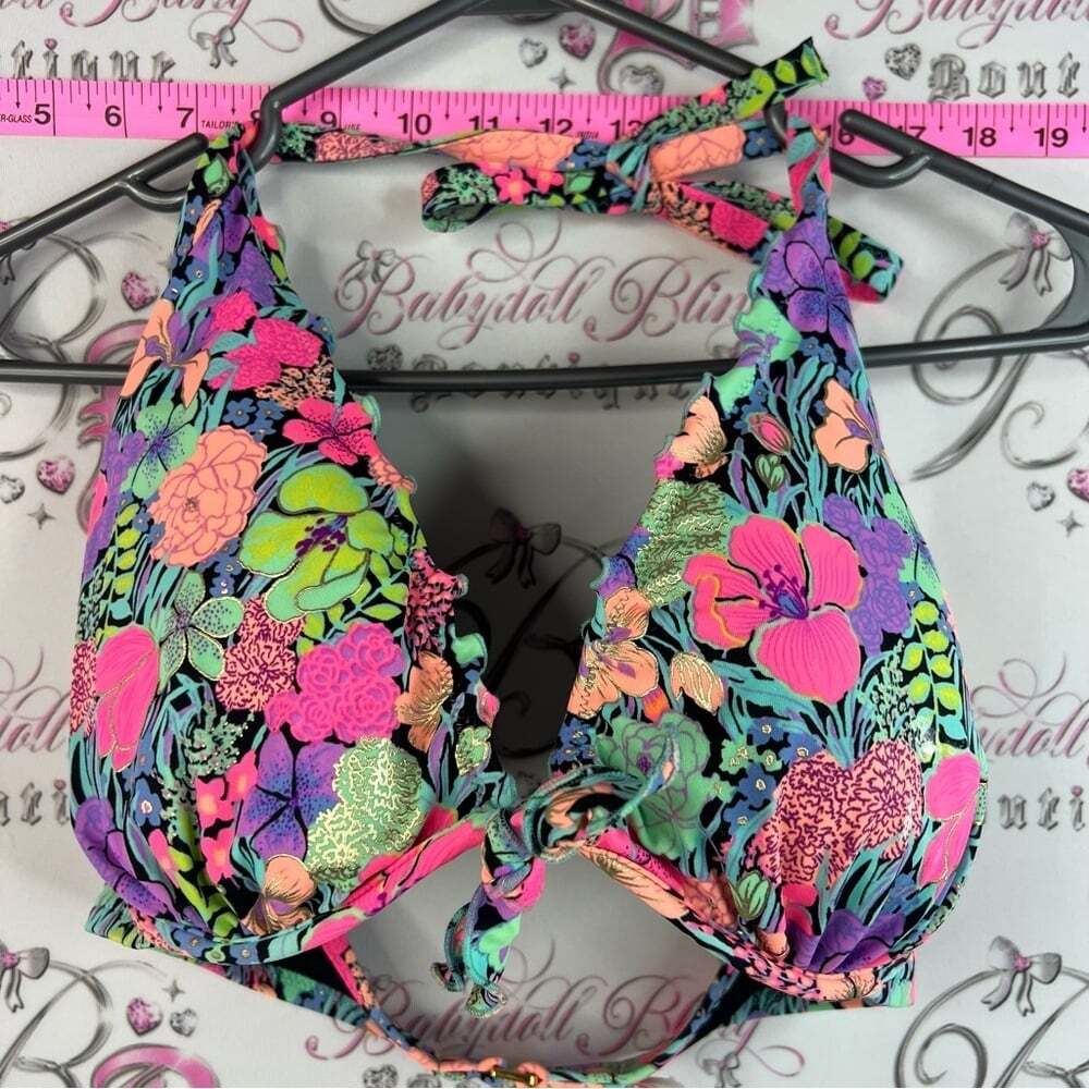 Victoria's Secret bikini top Neon Floral Bikini Top - Pink, Green, Purple, Black